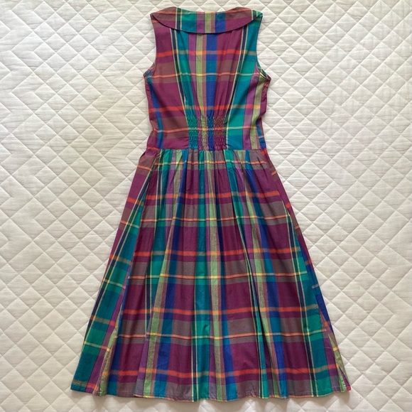 🌈 Tangibles, Vintage Cirque Arc-En-Ciel Madras Plaid Dress - Picture 2 of 16